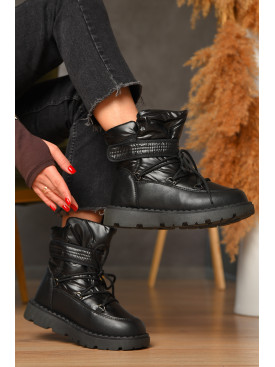 Дутики жіночі на хутрі чорного кольору КМ06-1 208301C Дутики жіночі на хутрі чорного кольору КМ06-1 208301C