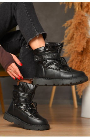 Дутики жіночі на хутрі чорного кольору КМ06-1 208301C Дутики жіночі на хутрі чорного кольору КМ06-1 208301C