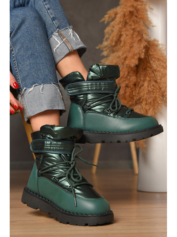 Дутики жіночі на хутрі зеленого кольору КМ06-2 208302C