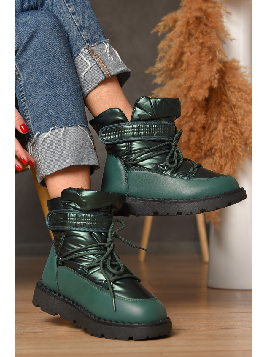 Дутики жіночі на хутрі зеленого кольору КМ06-2 208302C