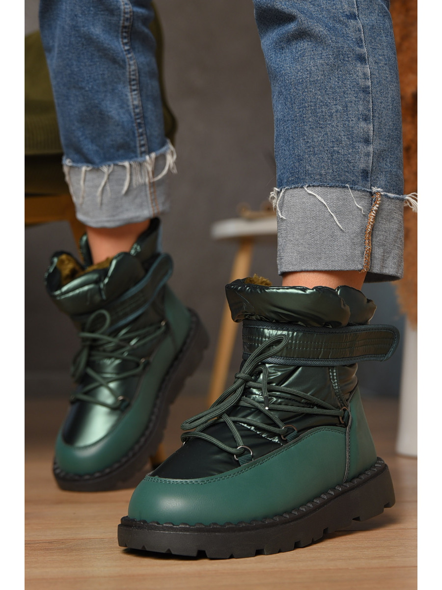 Дутики жіночі на хутрі зеленого кольору КМ06-2 208302C