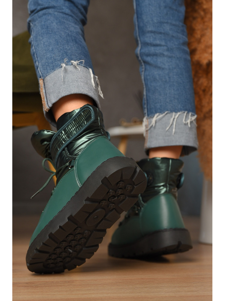 Дутики жіночі на хутрі зеленого кольору КМ06-2 208302C