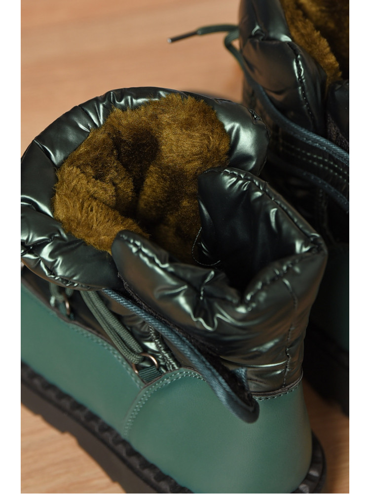 Дутики жіночі на хутрі зеленого кольору КМ06-2 208302C