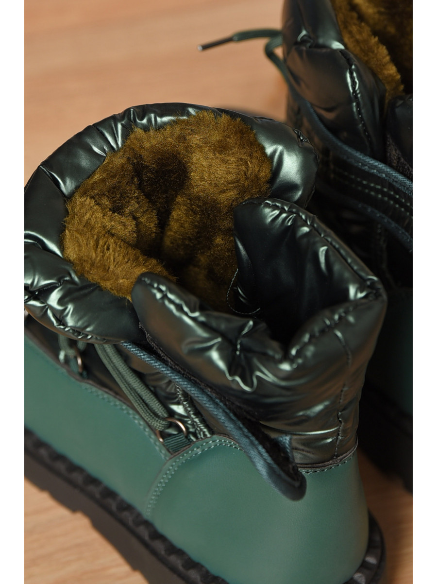 Дутики жіночі на хутрі зеленого кольору КМ06-2 208302C