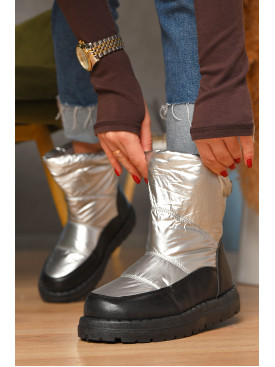 Дутики женские на меху черно-серого цвета N5-2 208303C Дутики женские на меху черно-серого цвета N5-2 208303C