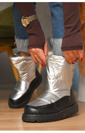 Дутики жіночі на хутрі чорно-сірого кольору N5-2 208303C Дутики жіночі на хутрі чорно-сірого кольору N5-2 208303C