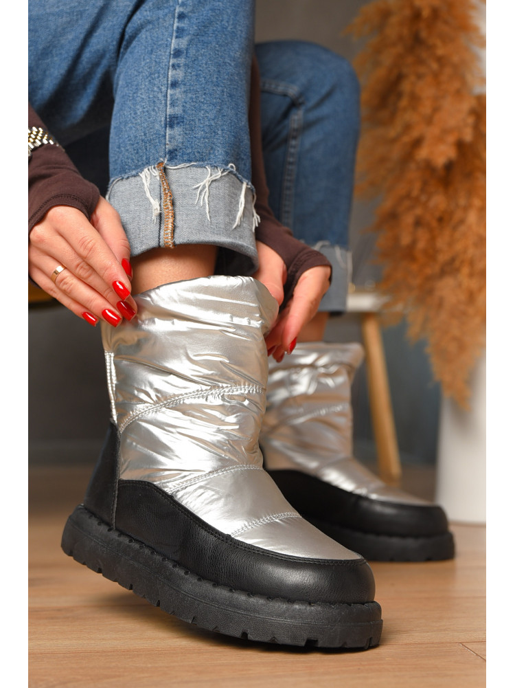 Дутики жіночі на хутрі чорно-сірого кольору N5-2 208303C