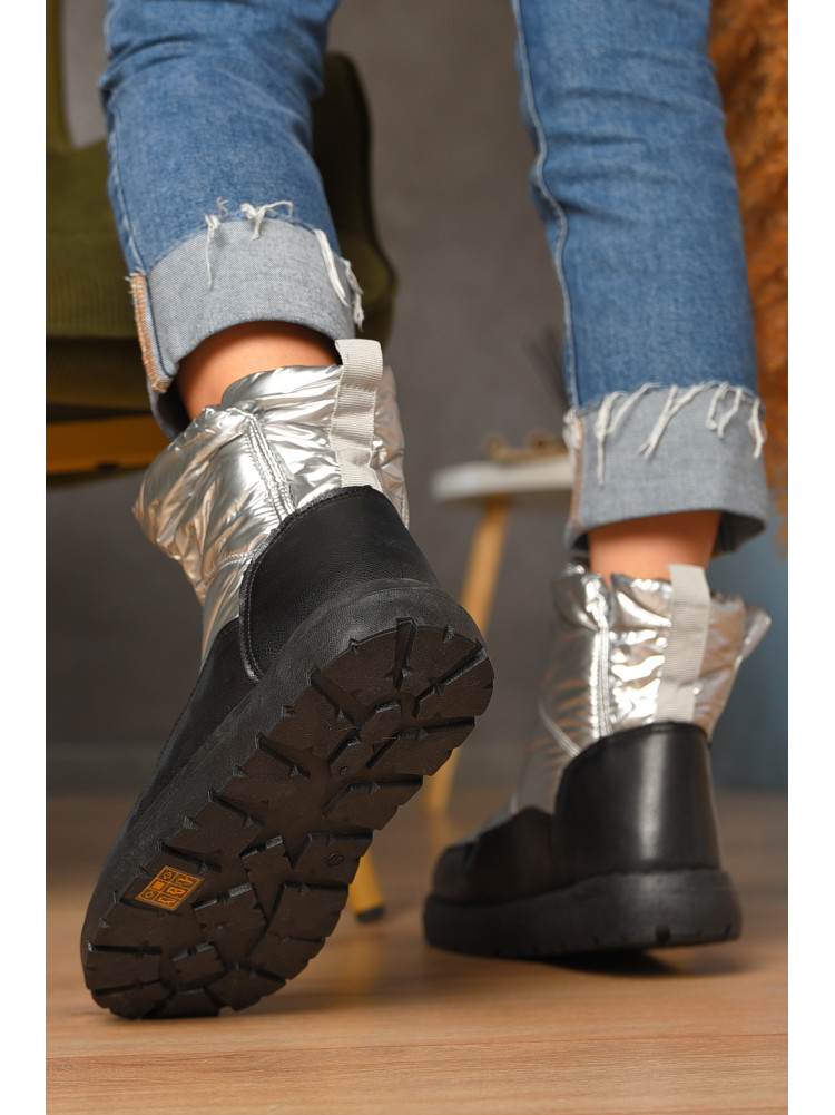 Дутики жіночі на хутрі чорно-сірого кольору N5-2 208303C