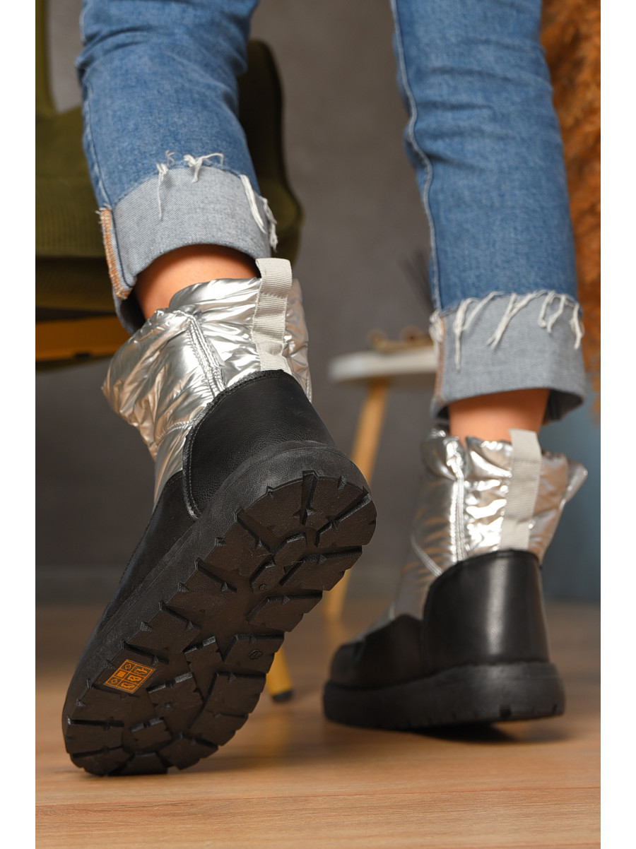 Дутики жіночі на хутрі чорно-сірого кольору N5-2 208303C