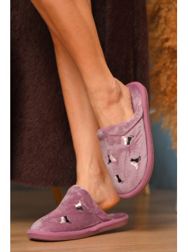Тапочки домашние женские сиреневого цвета Н-60 208306C