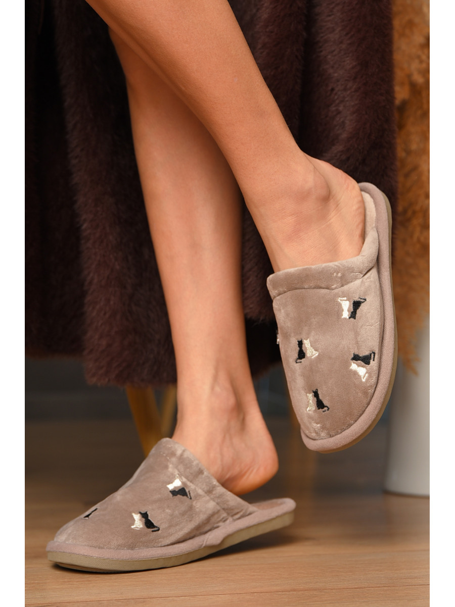 Капці домашні жіночі бежевого кольору Н-60 208308C