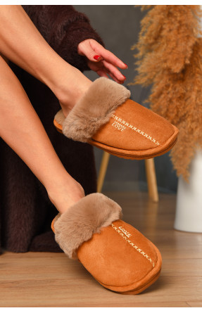Капці домашні жіночі хутряні коричневого кольору Н-18 208310C Капці домашні жіночі хутряні коричневого кольору Н-18 208310C
