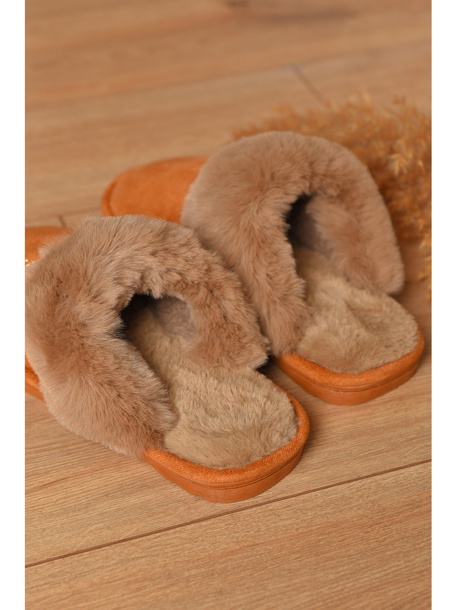 Капці домашні жіночі хутряні коричневого кольору Н-18 208310C