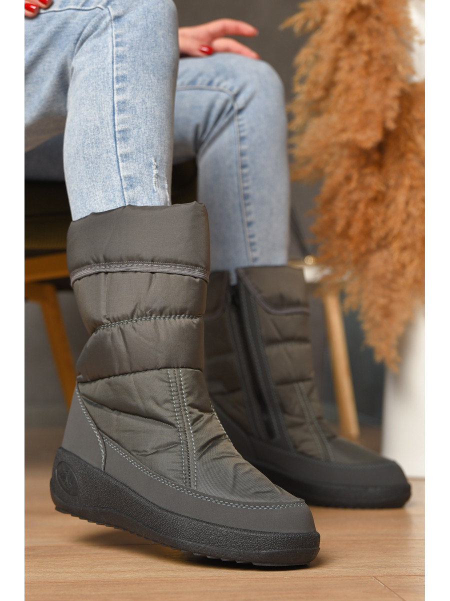 Дутики жіночі на хутрі сірого кольору 503 208314C