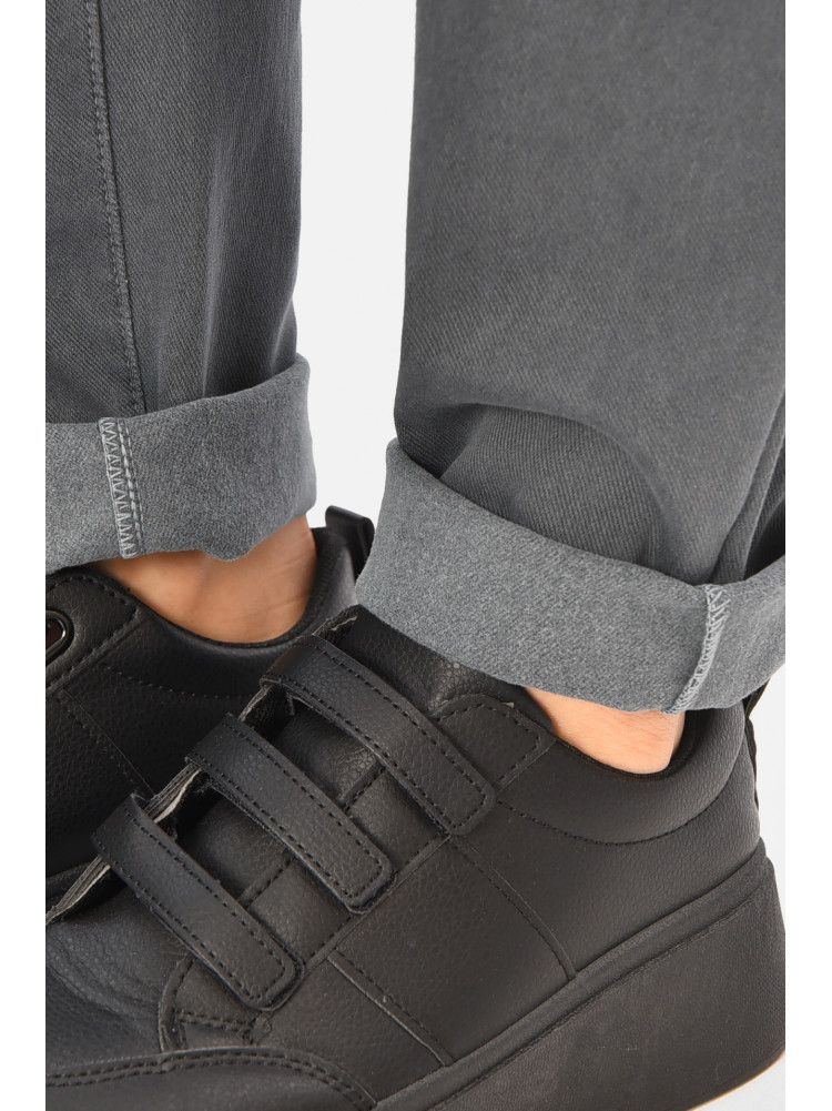 Джинсы женские батальные утепленные серого цвета 582-4 208321C