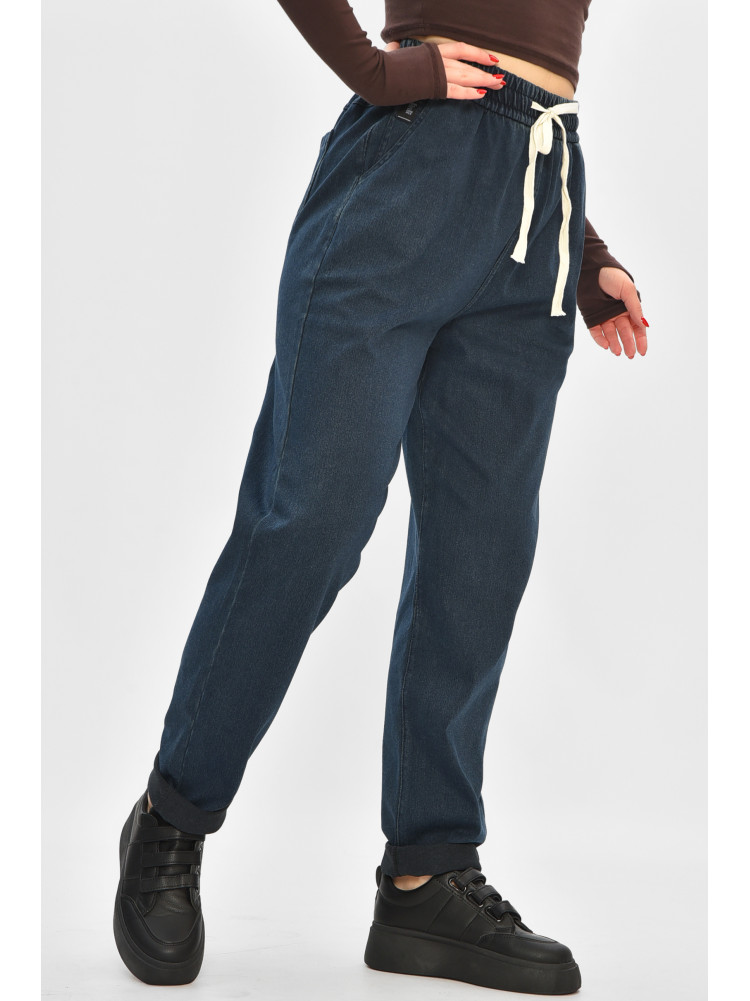 Джинсы женские батальные утепленные темно-синего цвета 582-4 208322C