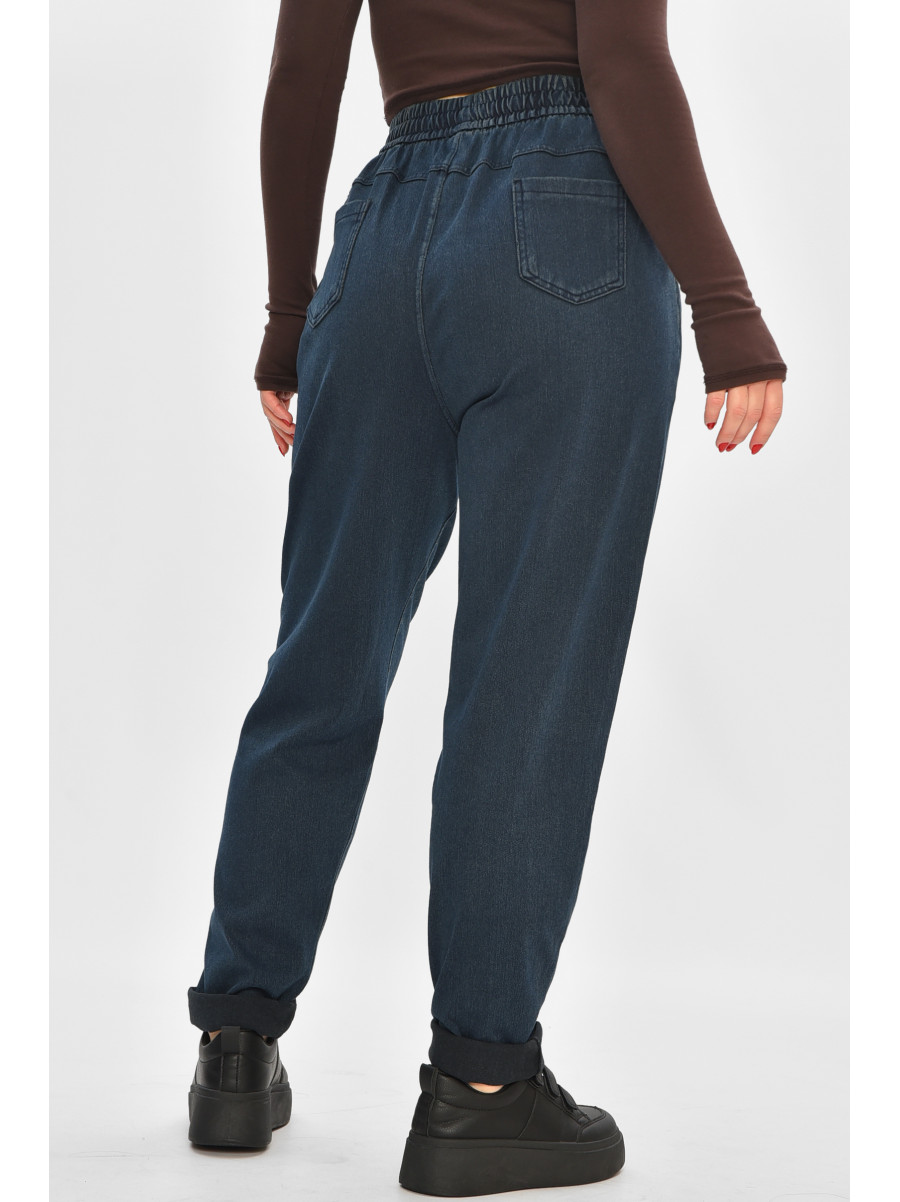 Джинсы женские батальные утепленные темно-синего цвета 582-4 208322C