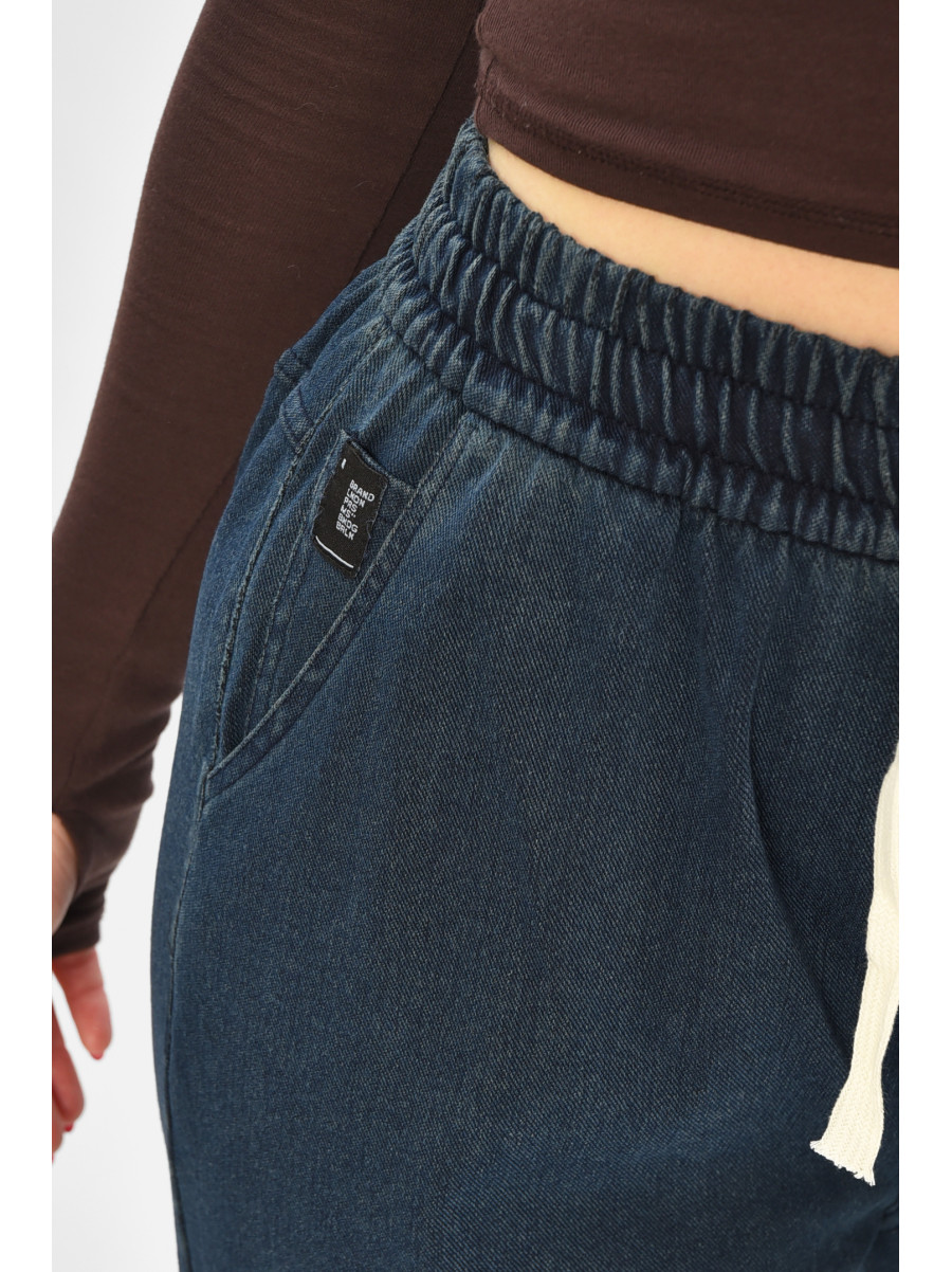 Джинсы женские батальные утепленные темно-синего цвета 582-4 208322C