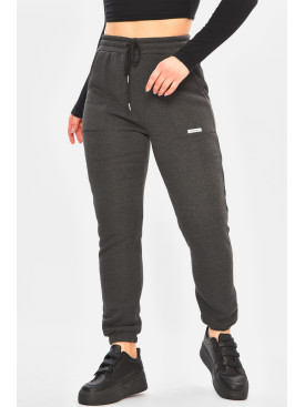Спортивні штани жіночі на флісі темно-сірого кольору 9998 208323C Спортивні штани жіночі на флісі темно-сірого кольору 9998 208323C