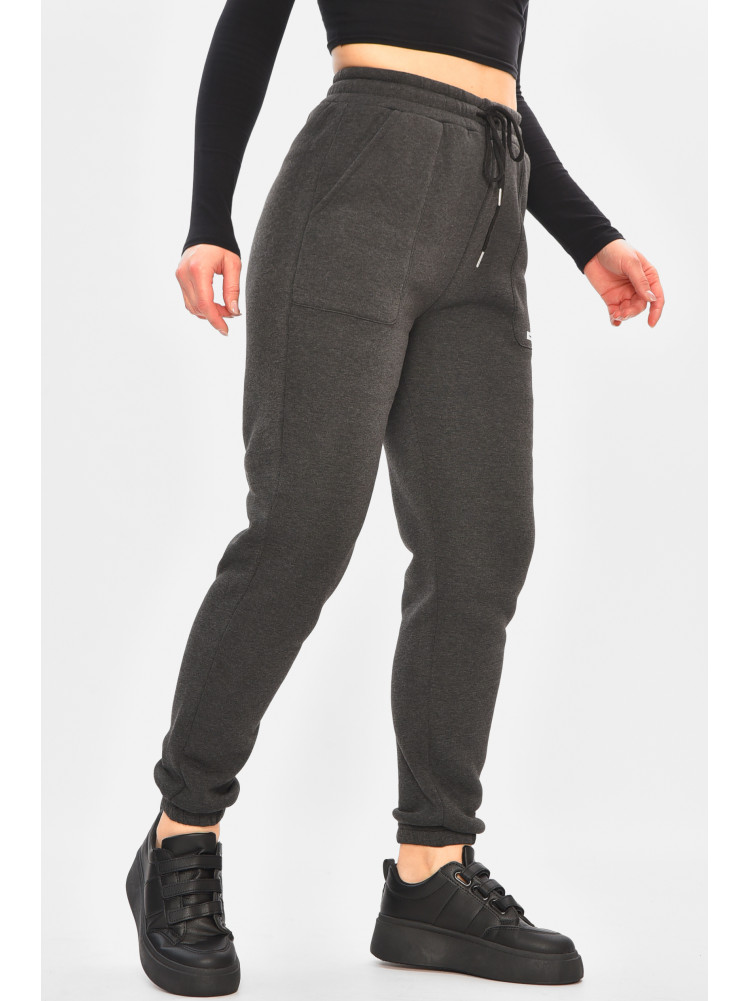 Спортивные штаны женские на флисе темно-серого цвета 9998 208323C