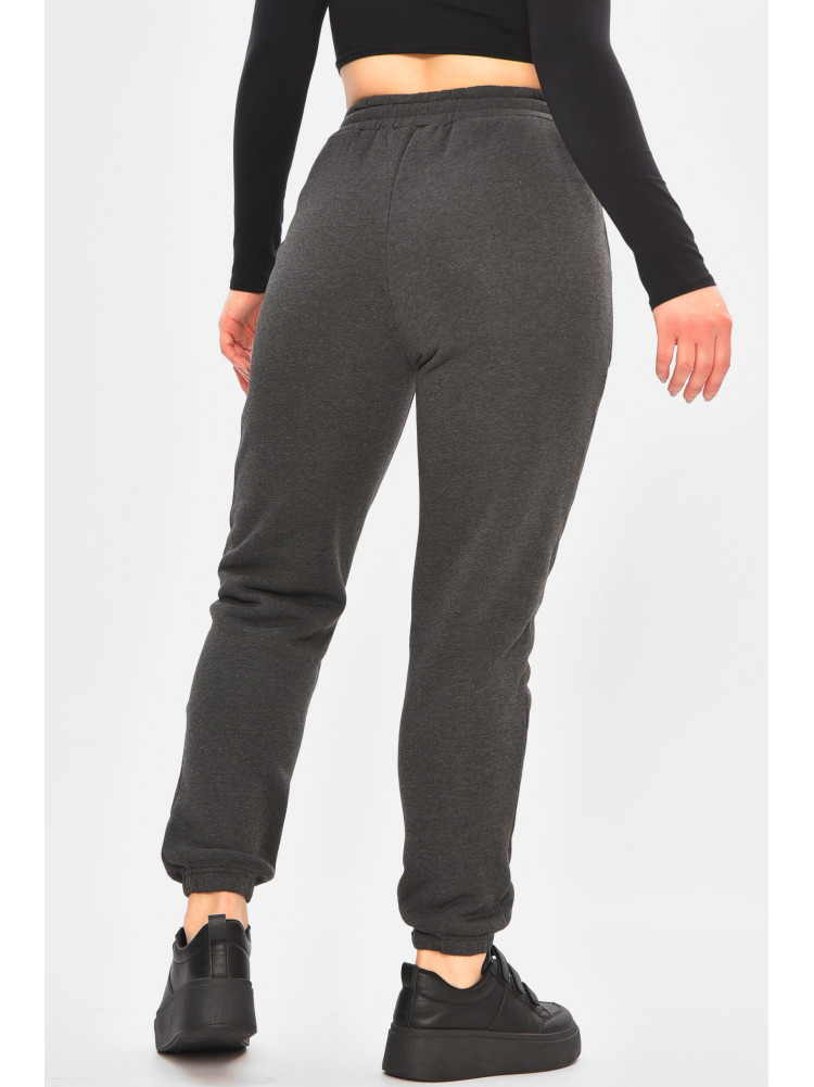 Спортивные штаны женские на флисе темно-серого цвета 9998 208323C