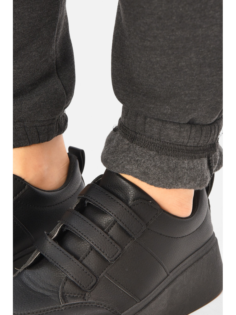 Спортивные штаны женские на флисе темно-серого цвета 9998 208323C