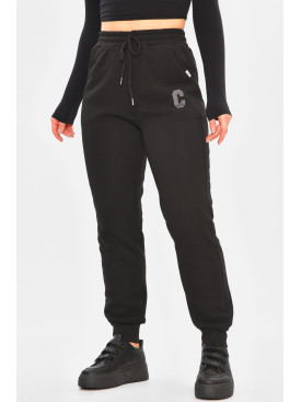 Спортивные штаны женские на флисе черного цвета 9995 208324C Спортивные штаны женские на флисе черного цвета 9995 208324C