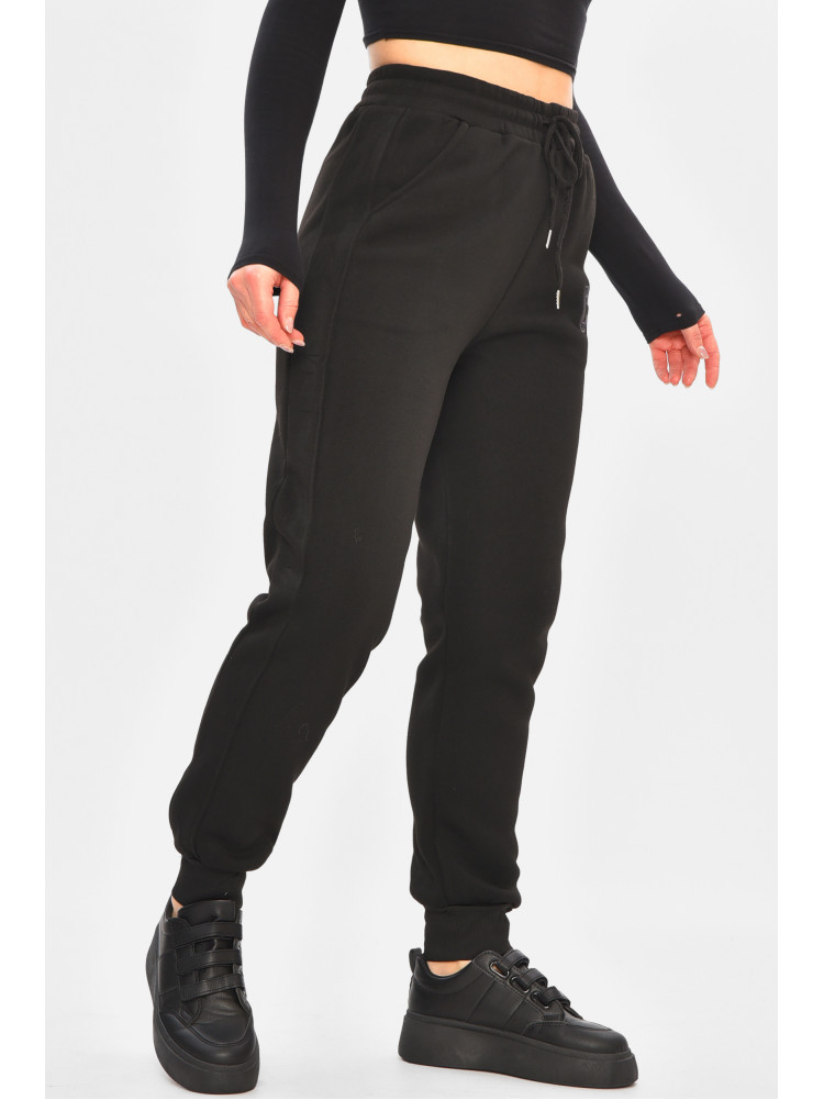 Спортивные штаны женские на флисе черного цвета 9995 208324C