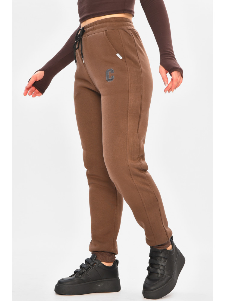 Спортивные штаны женские на флисе коричневого цвета 9995 208325C