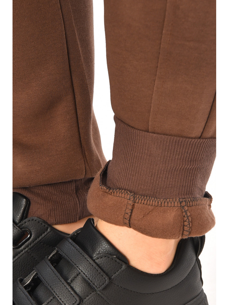 Спортивные штаны женские на флисе коричневого цвета 9995 208325C