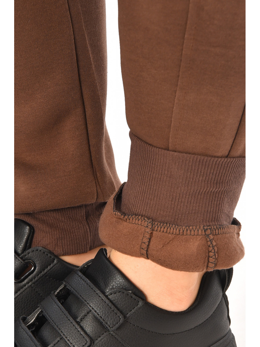 Спортивные штаны женские на флисе коричневого цвета 9995 208325C