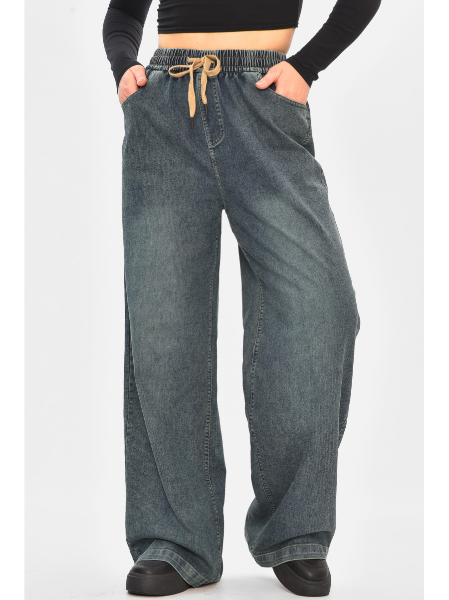 Джинси жіночі однотонні темно-синього кольору 541-2 208327C