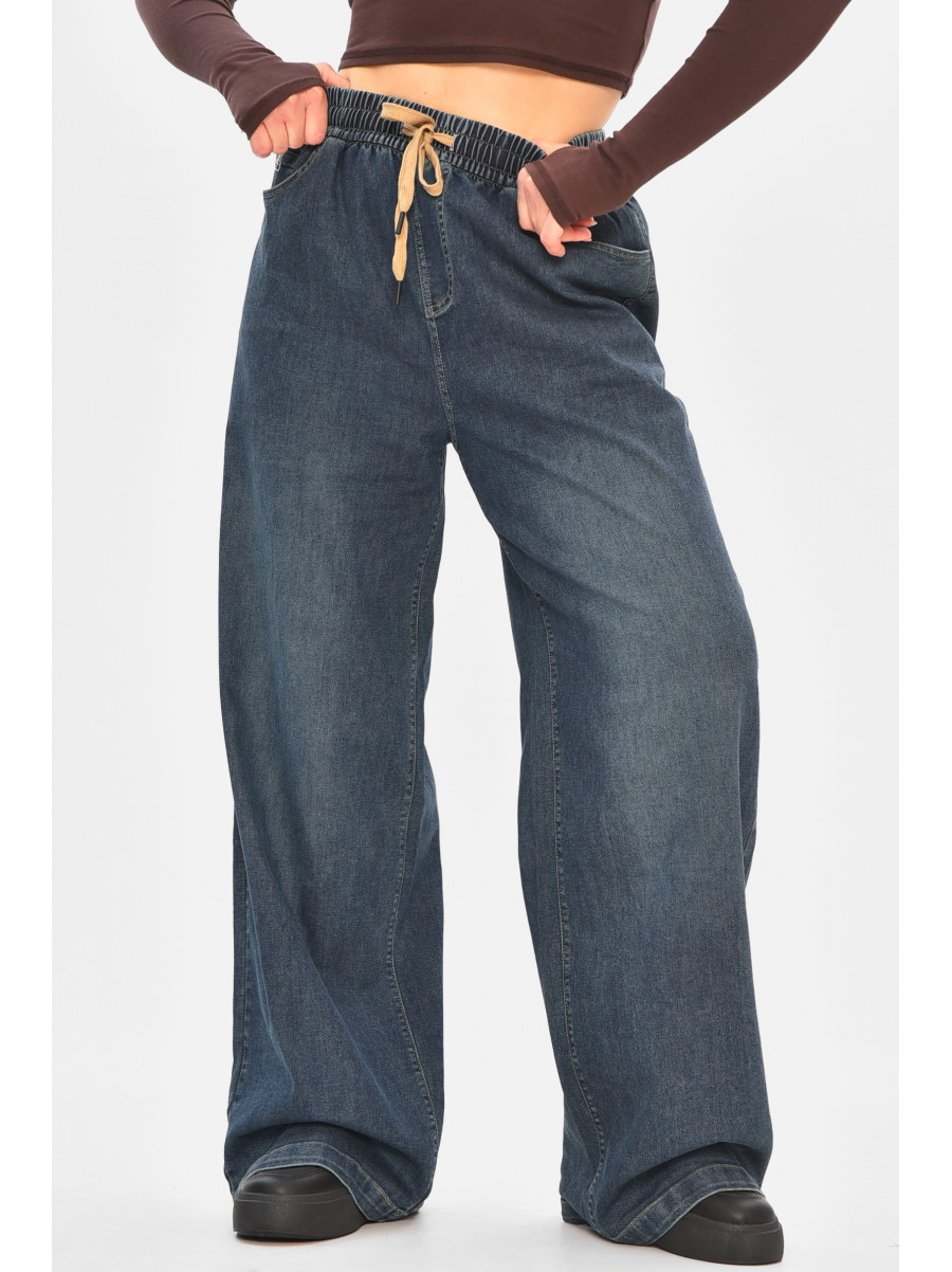 Джинси жіночі однотонні темно-синього кольору 541-2 208328C