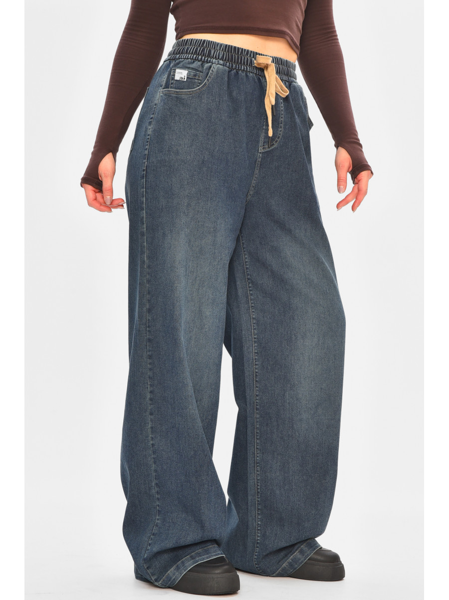 Джинси жіночі однотонні темно-синього кольору 541-2 208328C