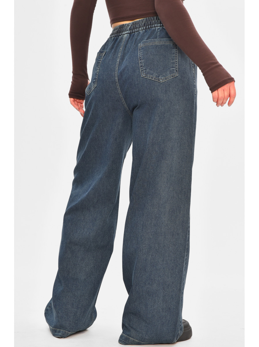 Джинси жіночі однотонні темно-синього кольору 541-2 208328C