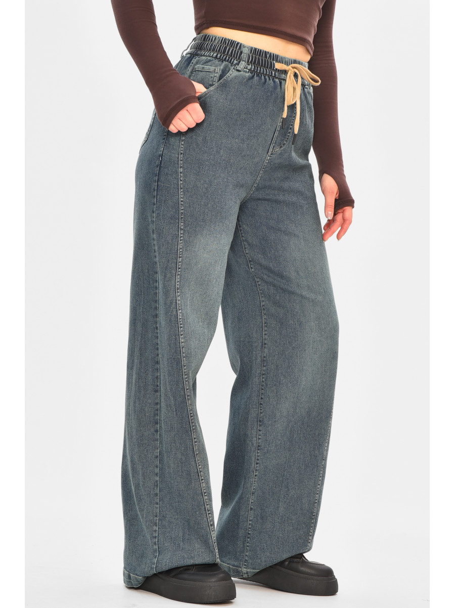 Джинси жіночі однотонні темно-синього кольору 541-4 208329C