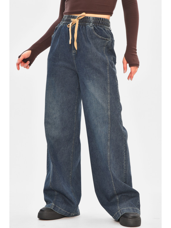 Джинси жіночі однотонні темно-синього кольору 541-4 208331C