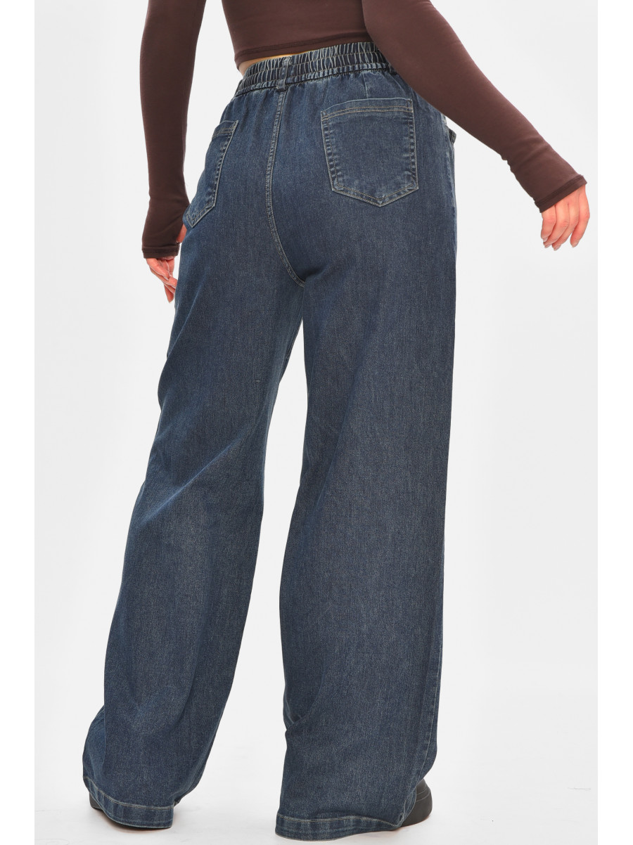 Джинси жіночі однотонні темно-синього кольору 541-4 208331C