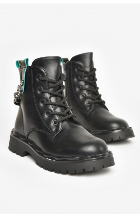 Черевики дитячі для дівчинки чорного кольору зимові 2101В(зелена полоска) 208345C