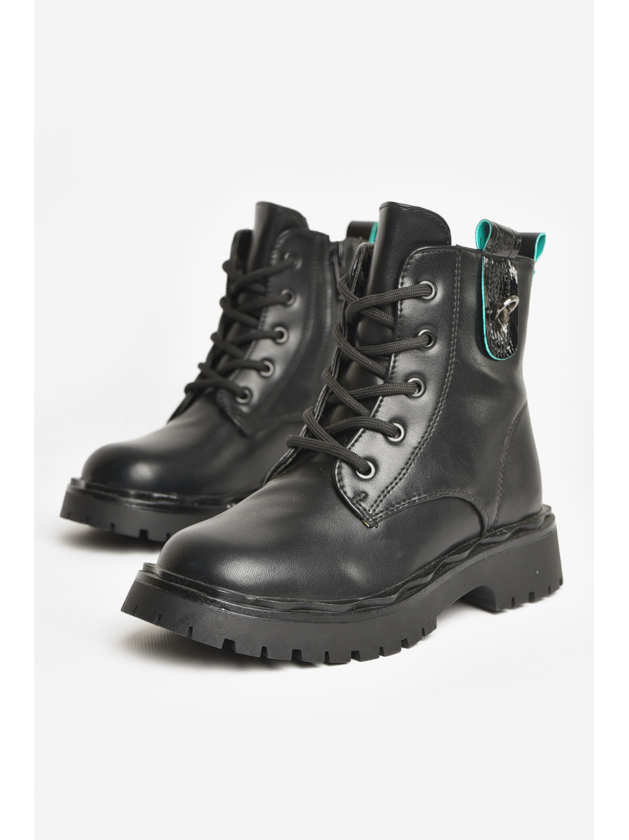 Черевики дитячі для дівчинки чорного кольору зимові 2101В(зелена полоска) 208345C