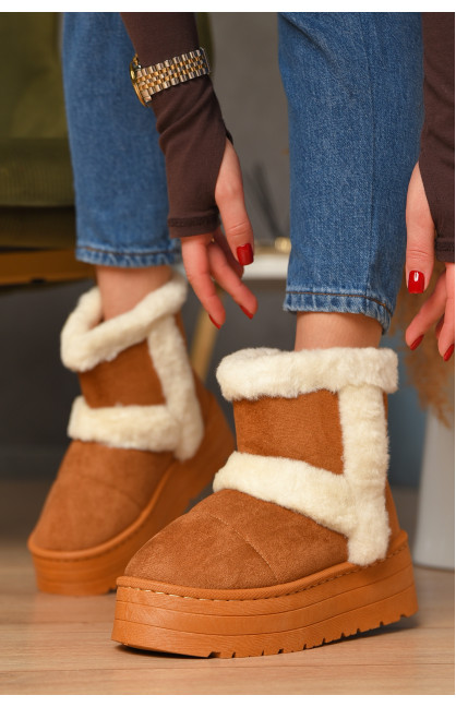 Угги женские на меху темно-бежевого цвета М 168-2 208354C Угги женские на меху темно-бежевого цвета М 168-2 208354C