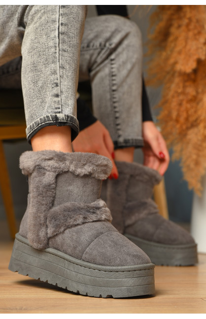 Угги женские на меху темно-серого цвета М 168-5 208355C Угги женские на меху темно-серого цвета М 168-5 208355C