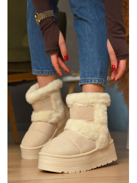 Угги женские на меху светло-бежевого цвета М 168-1 208356C Угги женские на меху светло-бежевого цвета М 168-1 208356C