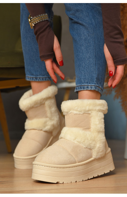 Уггі жіночі на хутрі світло-бежевого кольору М 168-1 208356C Уггі жіночі на хутрі світло-бежевого кольору М 168-1 208356C