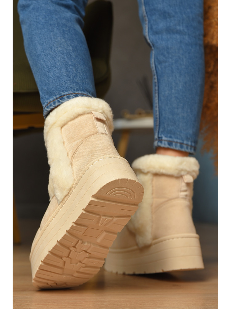 Уггі жіночі на хутрі світло-бежевого кольору М 168-1 208356C