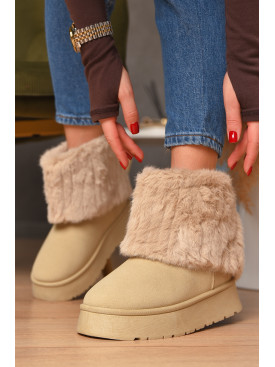 Угги женские на меху бежевого цвета М 162-1 208357C Угги женские на меху бежевого цвета М 162-1 208357C
