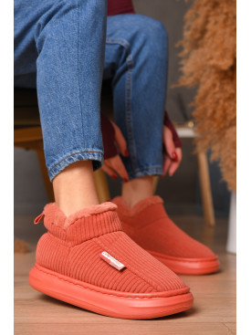 Домашні капці жіночі на хутрі коралового кольору 1592-11 208362C Домашні капці жіночі на хутрі коралового кольору 1592-11 208362C