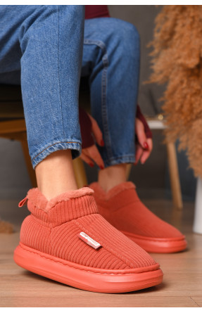 Домашні капці жіночі на хутрі коралового кольору 1592-11 208362C Домашні капці жіночі на хутрі коралового кольору 1592-11 208362C