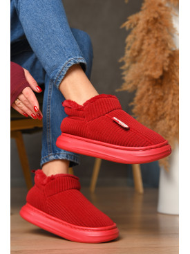 Домашні капці жіночі на хутрі червоного кольору 1592-13 208363C Домашні капці жіночі на хутрі червоного кольору 1592-13 208363C