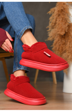 Домашні капці жіночі на хутрі червоного кольору 1592-13 208363C Домашні капці жіночі на хутрі червоного кольору 1592-13 208363C